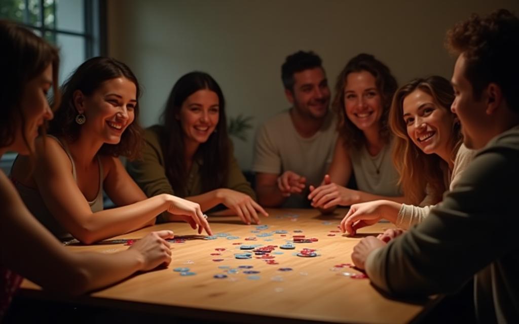 Grupo de personas disfrutando una ronda de juegos de mesa
